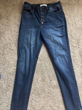 KanCan Dark Blue Button-Fly Skinny Jeans